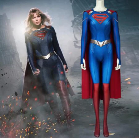 Bild von Superwoman Kostüm für Damen – Blauer Body mit Cape und Details, Perfektes Cosplay Outfit für Super Girl Kara Danvers, Halloween oder Events