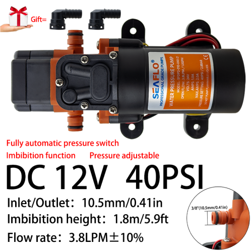 Afbeelding van Compacte 12V Membranepomp met 40 PSI - Zelfaanzuigend voor Camper, Boot en Tuinirrigatie