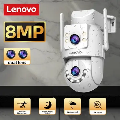 Image de Caméra de Sécurité Extérieure HD 8MP Lenovo avec Vision Nocturne Couleur