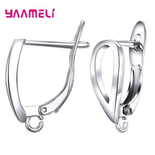 Immagine di Real 100% 925 Sterling Silver zircone Stone risultati orecchini Leverback Earwire raccordi componenti accessori forniture fatte a mano