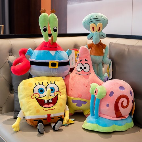 Zdjęcie Pluszowa Lalka SpongeBob SquarePants – Kawaii Maskotka z Postaciami Patricka, Squidwarda, Kraba i Gary'ego – Idealna Zabawka dla Dzieci i Fanów Kreskówek