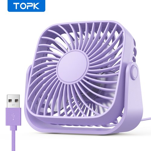 Image of TOPK 4Inch USB Mini Portable Fan for Camping,3 Speeds Quiet Desk Table Personal Fan,360°Adjustment Standing Fans for Room Home
