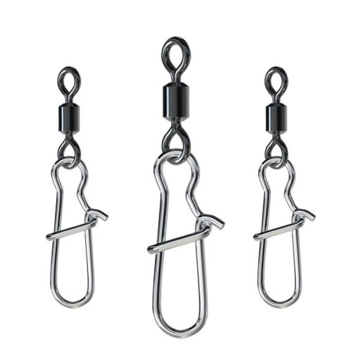 Imagen de Conjunto de 50 Piezas de Conectores Giratorios para Pesca en Tamaños 2, 4, 6, 8, 10 y 12 – Accesorios de Pesca con Gancho Rotatorio para Señuelos y Aparejos