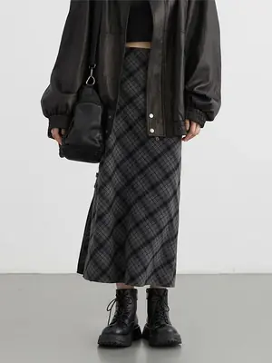 Image de Jupe Longue à Carreaux Taille Haute - Style Chic & Décontracté