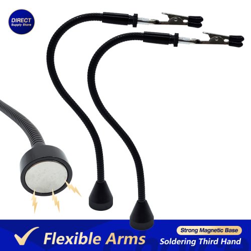 Imagen de Tercera Mano de Soldadura con Base Magnética Potente, Soporte PCB con Brazos Flexibles y Clip de Cocodrilo para Reparación Electrónica