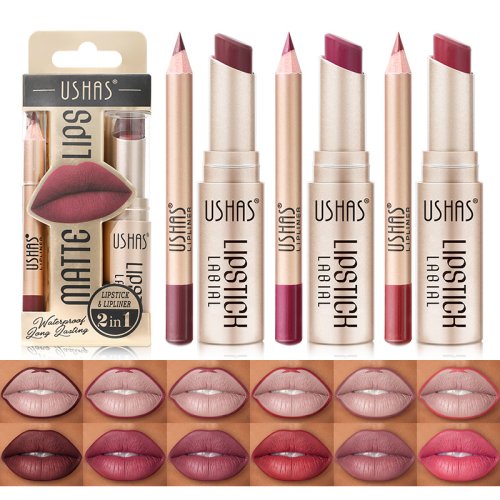Bild von Natürliches 12-Farben-Lippenstift-Set mit Lip Liner – Mattierende, langanhaltende und sanft färbende Lippenstifte in zarten Naturtönen