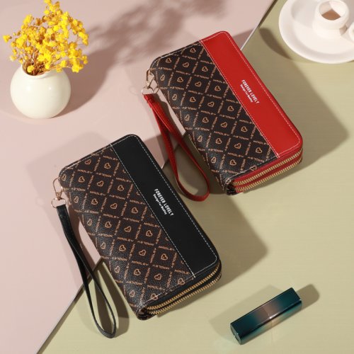 Imagen de Cartera Clásica de Gran Capacidad con Cremallera, Tarjetero con 8 Ranuras y Múltiples Compartimentos - Elegante Embrague de Mano para Mujer