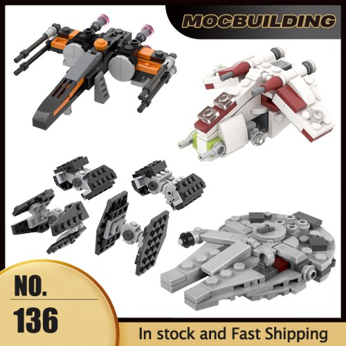 Zdjęcie Micro Imperial Fighters – Klocki do Budowy Republika Gunship Starfighter, Statek Kosmiczny DIY, Zabawki Konstrukcyjne dla Dzieci, Prezent Bożonarodzeniowy