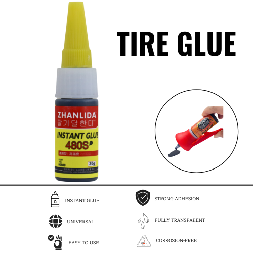 Immagine di 20g Zhanlida 480S Sigillante nero Super mastice Colla per riparazione gomma auto Adesivi per riparazione pneumatici auto