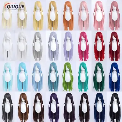 Image de Perruque Cosplay 100 cm - 73 Couleurs, Synthétique Résistant à la Chaleur