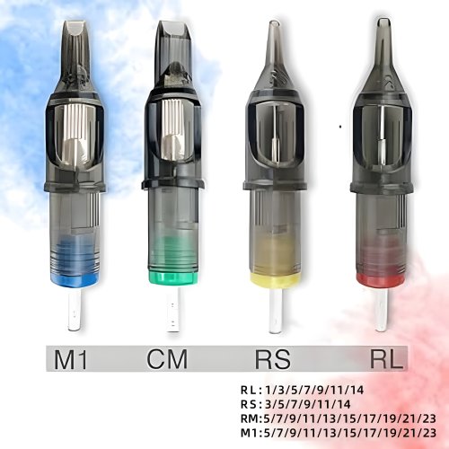 Immagine di Aghi per Cartucce per Tatuaggi Poseidon V2 - 10 Pezzi Monouso Safety RL, RS, RM, M1 - Ago per Tatuaggio di Alta Qualità in Vendita Calda, Colore Viola