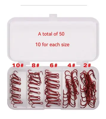 Image de Kit Hameçons Triples 50 Pièces - Ultra Tranchants pour Eau Douce & Salée
