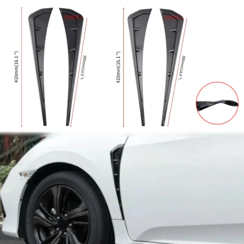 Zdjęcie 2-częściowy uniwersalny błotnik samochodowy Boczne otwory wentylacyjne ABS Spoiler Błotnik Dekoracyjne naklejki Samochodowy boczny błotnik Wentylacja Skrzydło Pokrywa Akcesoria samochodowe