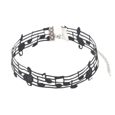 Image de Collier Notes Musicales Noir - Design Unique