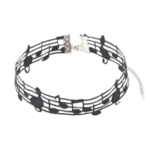 Image de Collier Notes Musicales Noir - Design Unique
