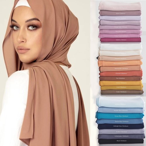Imagen de Pañuelo de Gasas Liso para Mujer – Hijab Instantáneo y Elegante, Bufanda Musulmana con Diseño Árabe Moderno, Chal Listo para Usar