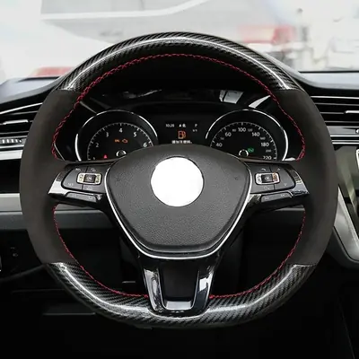 Image de Volant en Daim Noir & Fibre de Carbone pour VW Golf 7 / Passat B8