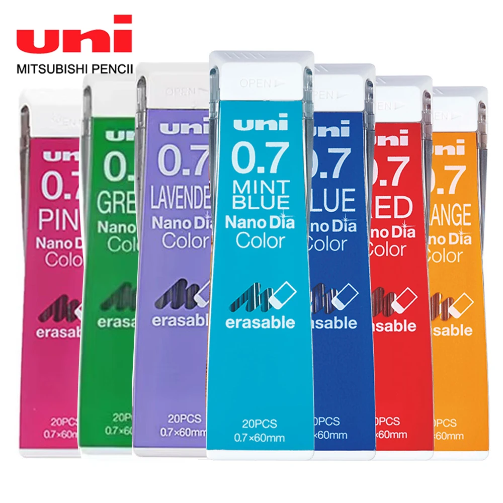 Zdjęcie 1 szt. Japoński wkład do ołówka automatycznego UNI Color 0.7mm, wymazywalny, Nano Dia 202NDC, niełamliwy, urocze przybory szkolne do sztuki