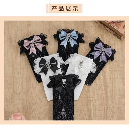 Afbeelding van Gothic Lolita Kanten Kousen met Boogknoop – Y2K Stijl Lange Sokken voor Vrouwen, JK Uniform Kalfsokken, Kawaii Studenten Sokken voor Tienermeisjes