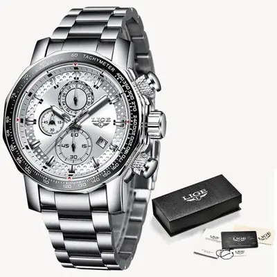 Image de Chronographe Homme Luxe - Montre Sport Étanche Acier Inoxydable