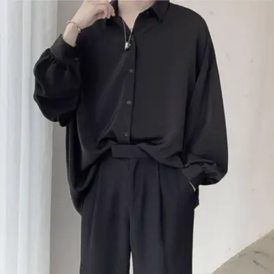 Image de Chemise Noire Homme Style Harajuku - Confort & Style 2024