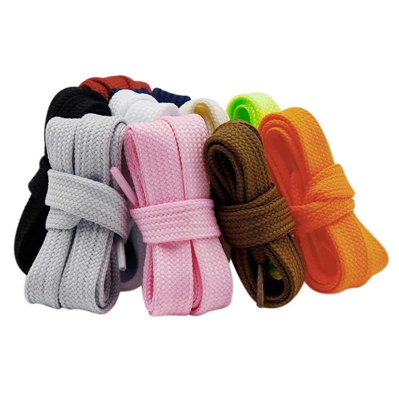 Image of Premium 18mm Double-Layer Polyester Flat Shoelaces – Solid Color Wide Laces for Adults and Kids Canvas Boots & Sneakers