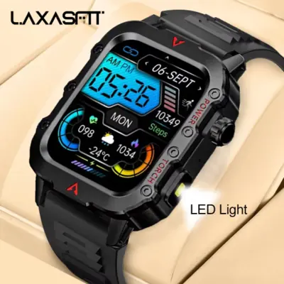 Montre Intelligente Homme avec Lampe LED - Suivi Santé & Sports