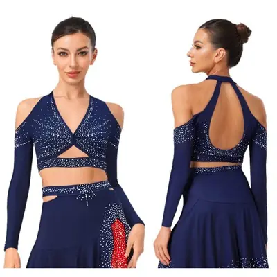 Image de Haut de Danse Élégant avec Strass - Pour Ballet, Jazz & Patinage