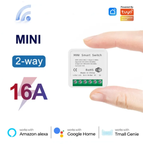 Zdjęcie Inteligentny Przełącznik WiFi Tuya Mini 16A z Sterowaniem przez Aplikację Smart Life – 2-Drożny Moduł Automatyki Domowej z Obsługą Alexa i Google Home