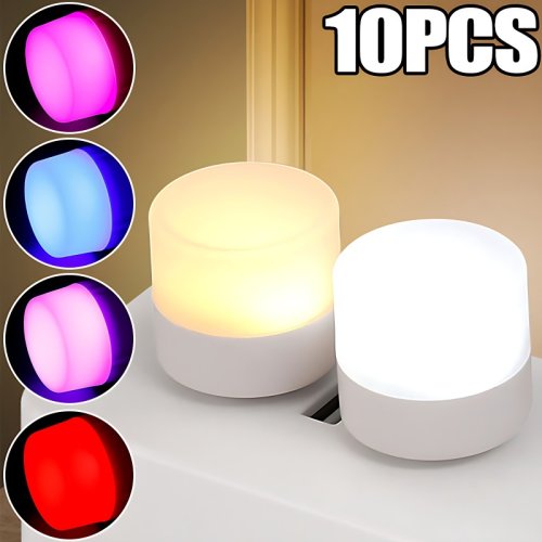 Imagen de Lámpara LED Mini Portátil con USB y Enchufe - Luz Nocturna para Dormitorio, Lectura y Carga Móvil con Protección Ocular