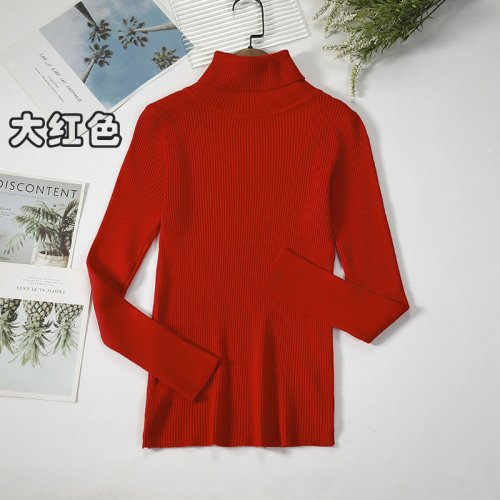 Image of 2026 Simple Women Turtleneck Sweater Winter Fashion Pullover Elastic Knit Ladies Jumper Casual Solid Black Female Basic Tops