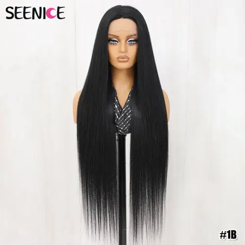 Image de Perruque Lace Front Synthétique Droite 40" - Dentelle Cuivrée Ombré