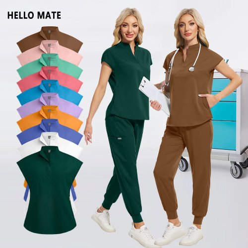 Afbeelding van Nieuwe Medische Scrubs Uniform Medicos Scrub Top Broek Zakken Huisdier Tandarts Verpleegkundige Werkkleding Vrouwen Schoonheid Anesthesioloog Dierenarts Pak