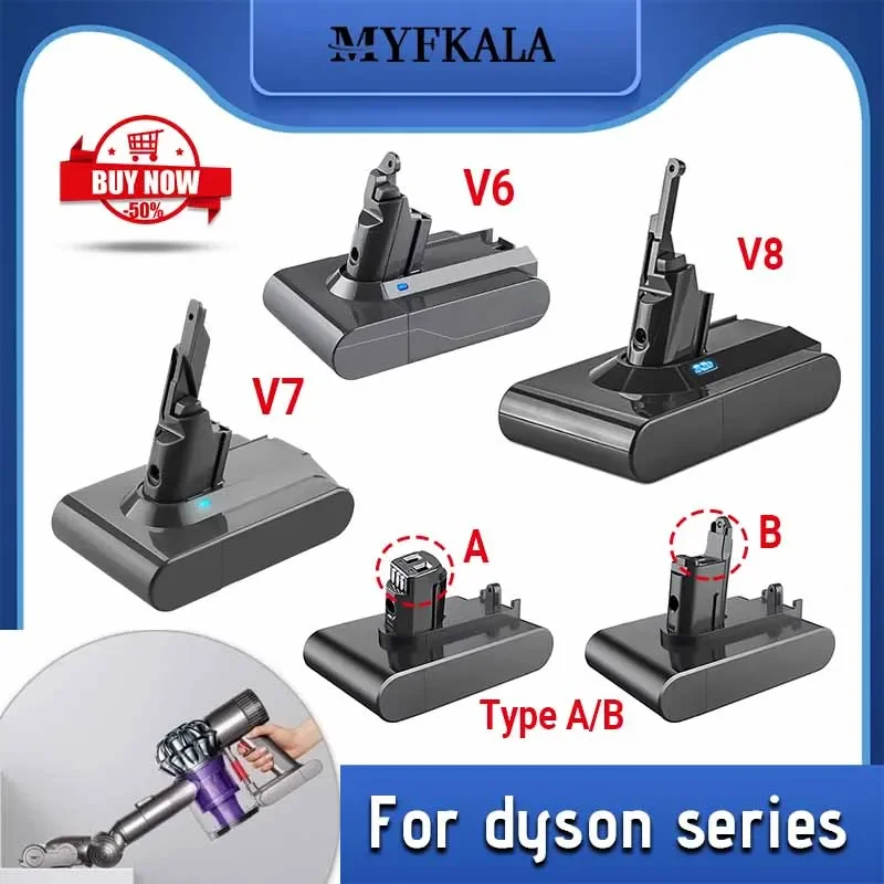 Imagen de Batería recargable para aspiradora Dyson V6 V7 V8 Series SV07 SV09 SV10 DC58 DC31 DC34 Absolute Fluffy Animal Pro