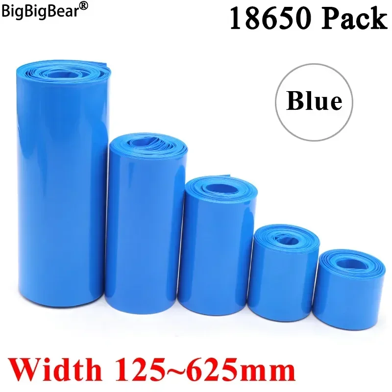 Zdjęcie Niebieski rękaw termokurczliwy PVC 1 metr – idealne ochrona kabli i baterii 18650, szerokość 125 mm i 625 mm, izolacja dla urządzeń litowych