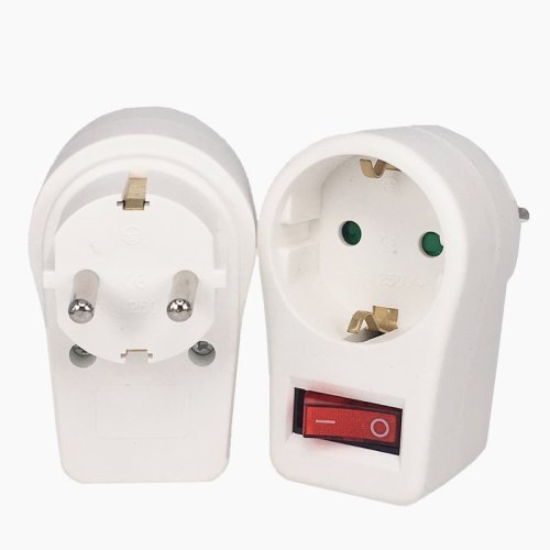 Imagen de Adaptador de Enchufe Europeo con Interruptor y Indicador de Neón, 16A, Conexión Segura para Viajes en la UE