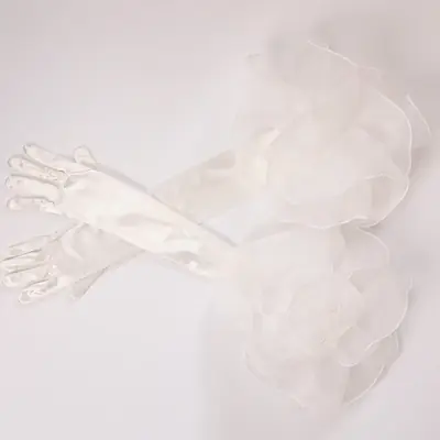 Image de Gants de Mariée Longs en Velours avec Volants