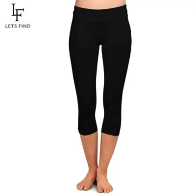 Image de Leggings Capri Fitness Taille Haute - Noir Élégant & Confortable