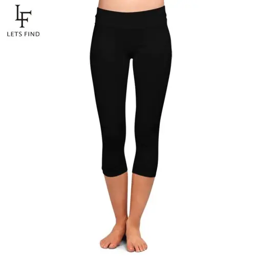 Image de Leggings Capri Fitness Taille Haute - Noir Élégant & Confortable