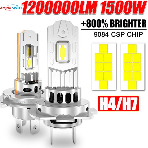 Imagen de Bombilla LED H7 para coche CANBUS, 1500W, luces automáticas de alta potencia, 6500K, Mini ventilador Turbo inalámbrico, faro LED para automóvil de 12V