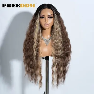 Image de Perruque Lace Front Blonde Ombrée - Bouclée & Résistante à la Chaleur