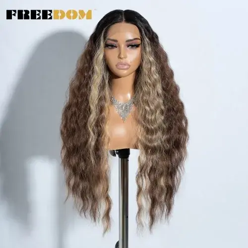 Image de Perruque Lace Front Blonde Ombrée - Bouclée & Résistante à la Chaleur