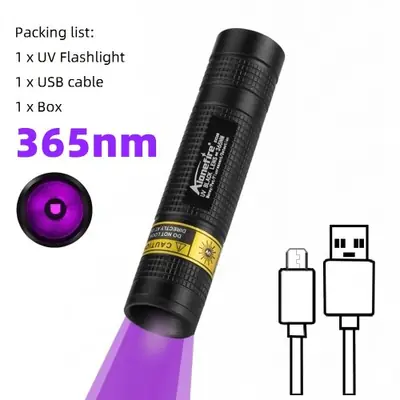 Mini Lampe UV 365nm - Lumière Noire Rechargeable