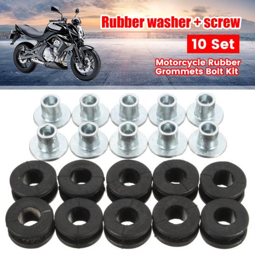 Image de Kit 10 Œillets Caoutchouc pour Moto - Compatible Honda, Yamaha, Suzuki