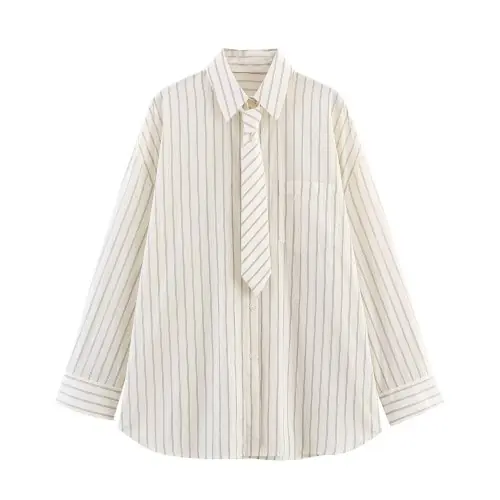 Image de Chemise Blanche Rayée Manches Longues Femme