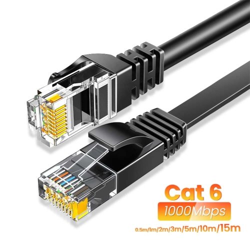 Immagine di Cavo Ethernet Cat 6 da 165 Piedi per Interno ed Esterno, Supporta 10 Gbps, Compatibile con Cat 8 e Cat 7, Cavo di Rete Piatto ad Alta Velocità con Connettori RJ45, Patch Cord Solido con Clip per Router, Modem, PS4/PS5, Xbox e Gaming
