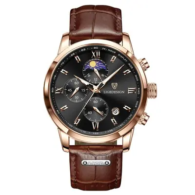 Image de Montre Homme Sportive en Cuir Étanche - Style Militaire Luxe