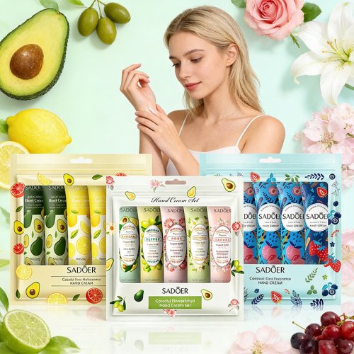 Imagen de Set de 5 Crema Hidratante Natural para Manos con Extractos de Frutas y Plantas - Cuidado Reparador Anti-sequedad