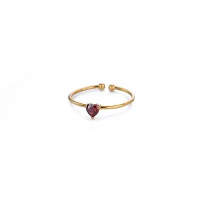Image de Bague Cœur Zircon Or - Bijou Élégant & Réglable