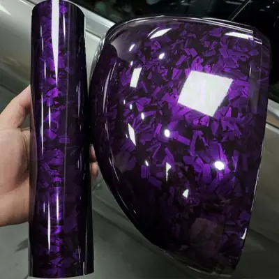 Image de Film Vinyle Carbon Fiber Rouge Violet Brillant pour Moto & Voiture